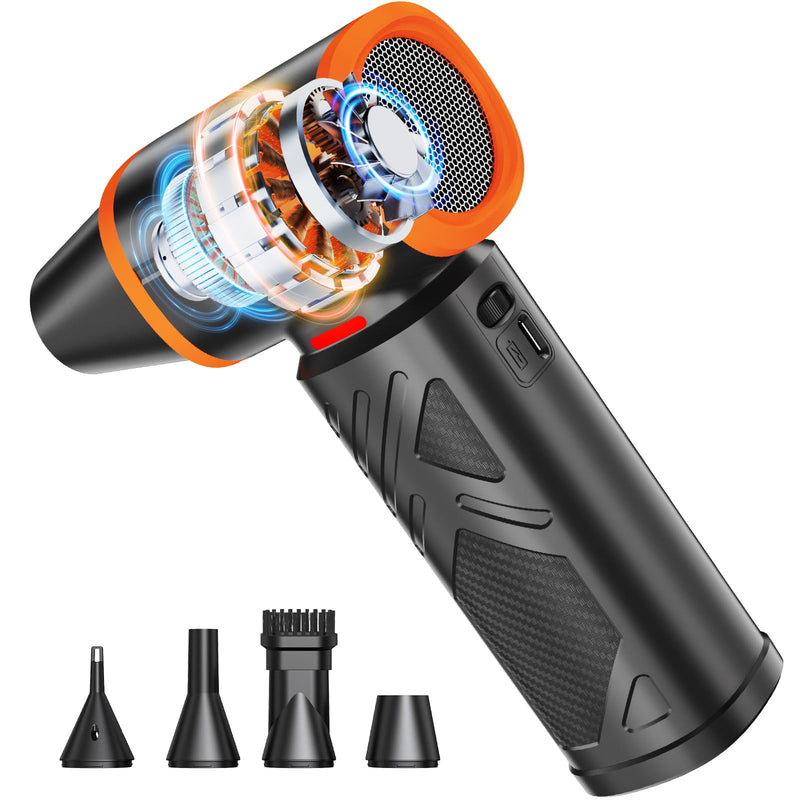 Compressed Air Duster, 360000RPM Electric Air Duster with 10000mAh Battery | 350g/72m/s Maximum wind speed Adjustable Rechargeable , Replace Compressed Air Can for PC, Keyboard, Home, Outdoors Orange