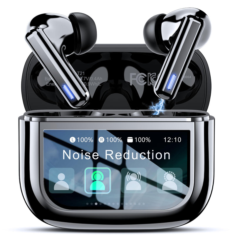 ZIUTY Wireless Earbuds, ANC ENC Noise Cancelling Ear Buds with Touch Screen | 40H Stereo Deep Bass, Bluetooth Headphones with Transparency Mode, IPX7 Waterproof, Clear Calls, 5 EQ for iOS Andoid,Obsidian Black