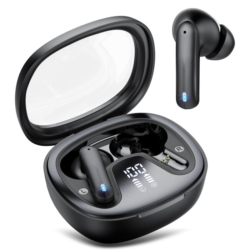 Wireless Earbuds Bluetooth 5.4 in Ear Earbuds HiFi Stereo Headphones, Black | 4 ENC Noise Cancelling Mic, 45H, LED Display, IP7 Waterproof Ear Buds for Android/iOS, Earphones for Phone Sports