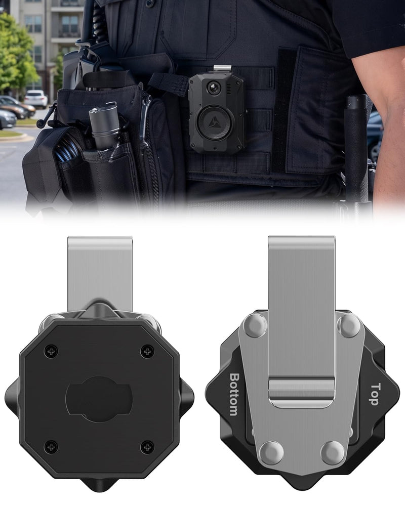 WEIGUZC Metal Clip Mount Compatible with Axon Taser Body Camera 2/3/4, Bodycam Holder for Belt, Vest & Uniform Webbing, Quick Release Rotating Camera Mount, Heavy Duty Metal Camera Mount Clamp