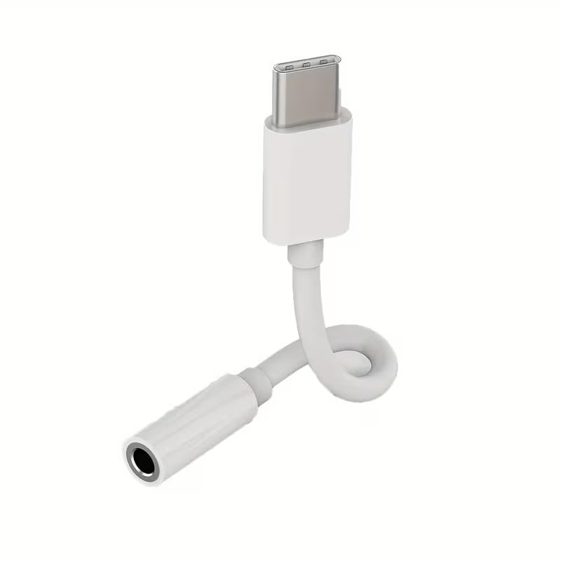USB Type-C to 3.5mm Headphone Adapter, Digital Type-c to Aux Cable with DAC Chip USB Type C to 3.5mm Headphone Jack Adapter (White) White