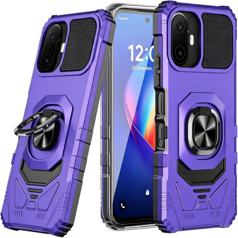 Case for TCL K70/TCL 70 XE with Screen Protector & Magnetic Ring Stand | TCL K70 Phone Case/TCL 70 XE Phone Case Dual Layer Silicone Shockproof Heavy Duty Military Grade Protection Black k70/70xe Purple