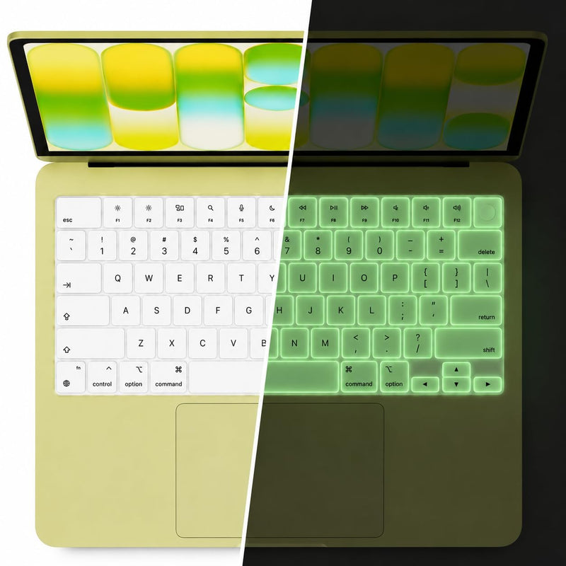 Glow in The Dark Keyboard Cover Skin for MacBook Neo 13 Inches A18 Pro | Glow at Night for Easy Typing, Silicone, US/ANSI Layout, Anti-Spill Dust Proof, Luminous Keyboard Protector Accessories White