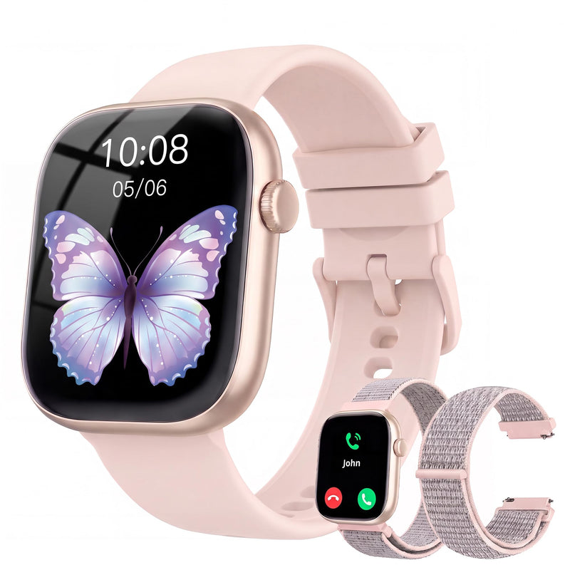 Smart Watch for Women, Bluetooth Answer/Make Calls, 1.83"HD Screen, 2 Bands | IP67 Waterproof Fitness Tracker, Heart Rate/Sleep Monitor, DIY Dial, Multi-Sport Modes Pedometer, Smartwatch for iOS/Android Rose Gold