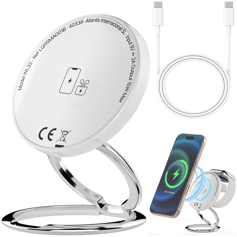 Wireless Charger Stand, Foldable Magnetic 3 in 1 Charging Station for Multiple Devices, Phone Stand and Holder,Compatible with iPhone 13~17 Series