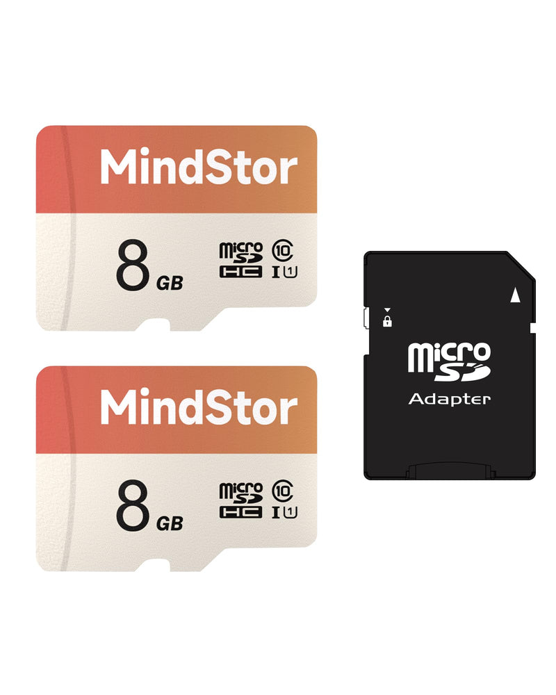 Micro SDHC 8GB Memory Card, 90MB/s Read Speed TF Card with Adapter, U1, A1 Rated, HD Video Support, Waterproof, for Security Camera, Dash cam 2 Pack