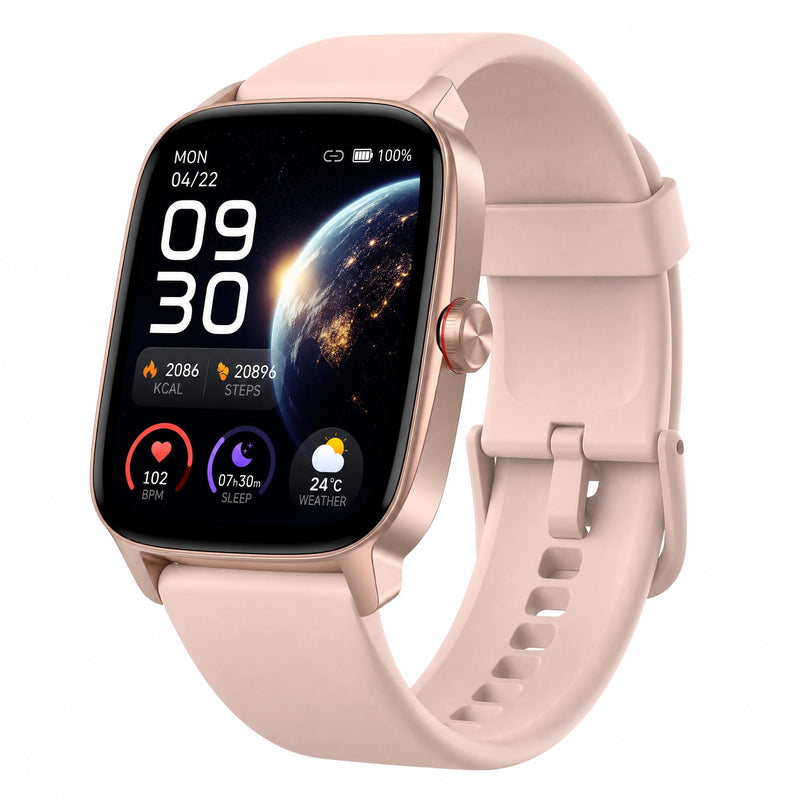 Smart Watch for Men Women, 1.85" HD Touch Screen Smartwatch with Bluetooth Answer/Make Calls, Fitness Tracker Compatible with iPhone Samsung Android iOS Light Pink