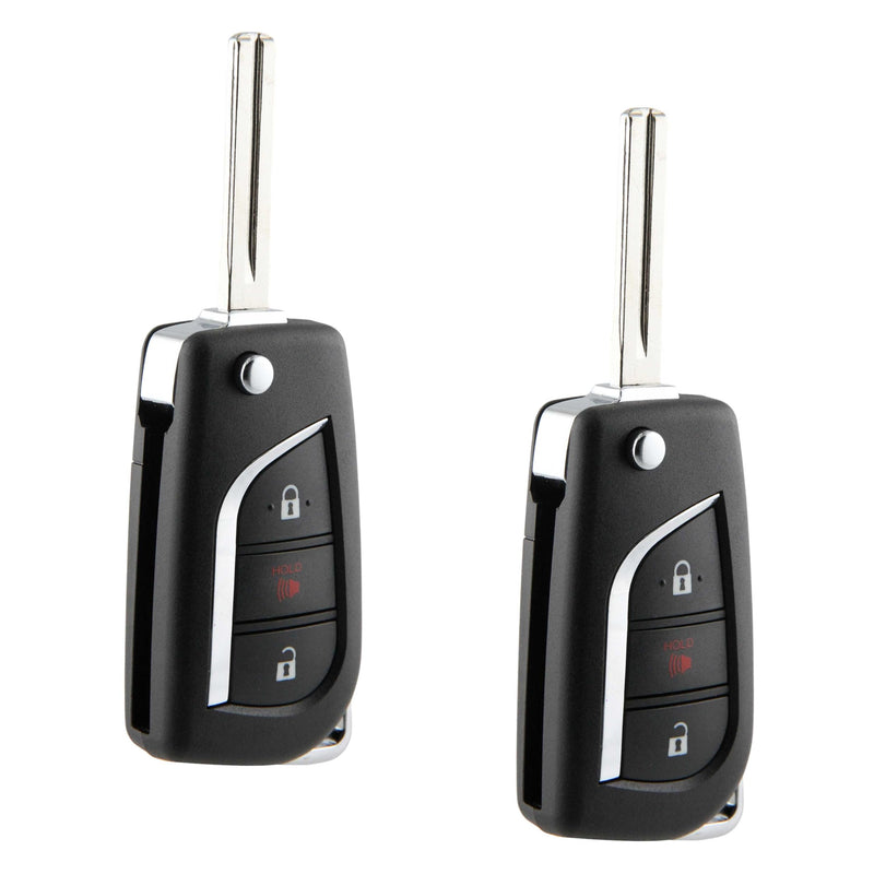 2X Remote Key Fob 3-Button Flip Replacement for 2019 2020 2021 2022 2023 2024 Toyota RAV4 (GQ4-73T, 89070-0R300, H Chip) Two