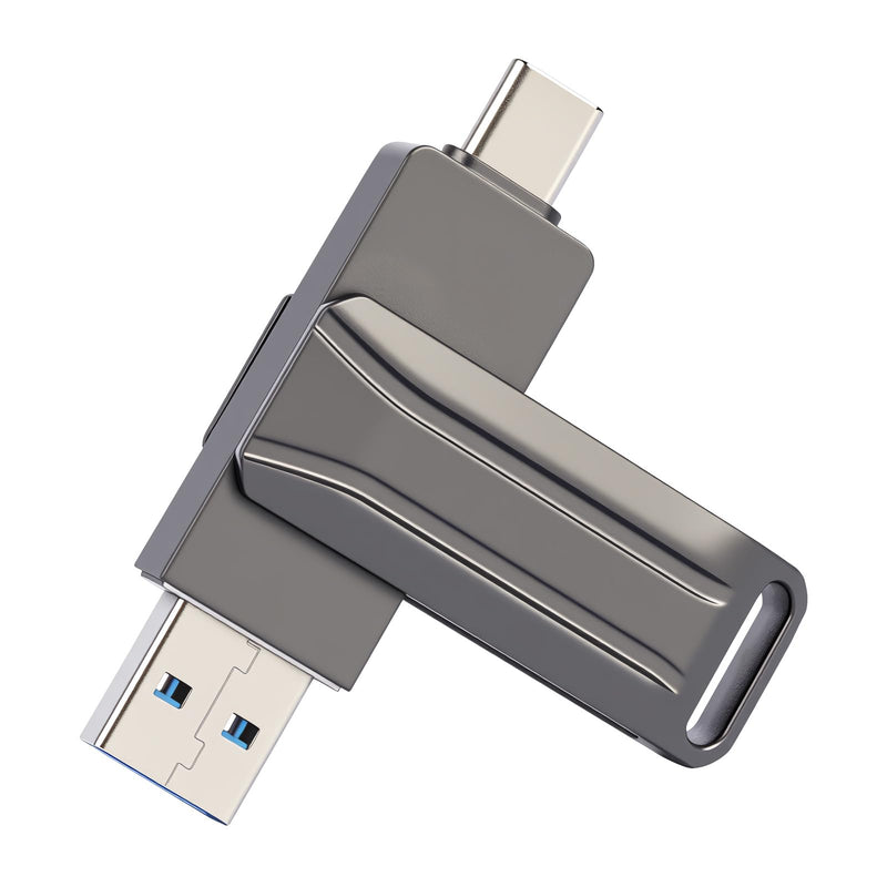 128GB USB Flash Drive, Dual USB A and Type-C Thumb Drive, Photo Stick, 2-in-1 External Storage Jump Drive for Photos, Videos and Data Backup, Android, Tablets, Laptops and PC Black 128GB