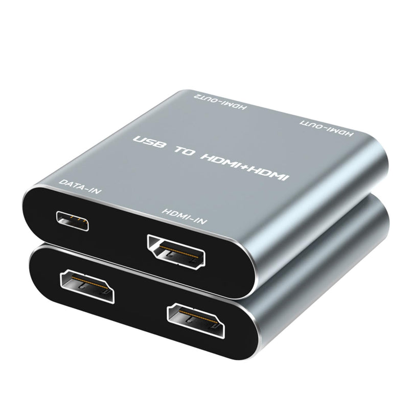 HDMI Splitter Extended Display HDMI to Dual HDMI Splitter 1 In 2 out | USB-C & HDMI to Dual HDMI Splitter, 4K@30Hz Output 1,1080p Output 2 Supports Extended and Mirror for Windows, Mac OS