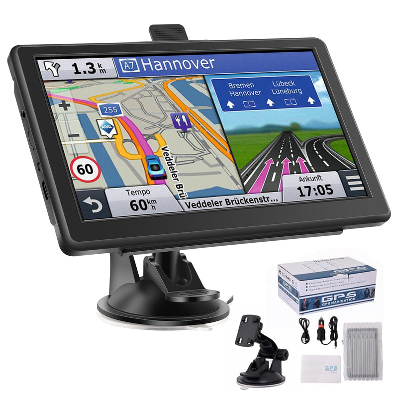 GPS Navigator for Car, 7 Inch Touchscreen, Free Lifetime Updates | Car GPS Navigation, 2026 Maps, Turn-by-Turn Voice Guidance, Speed & Red Light Warning, Truck and RV Routing Black