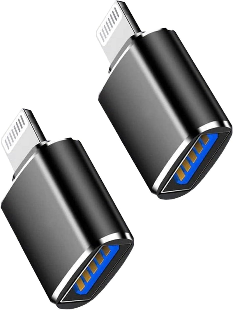 (Apple MFi Certified) Lightning Male to USB3.0 Female Adapter OTG Cable | 2Pack Portable USB Camera Adapter OTG Data Sync Cable for iPhone 14/13/12/11/Xr/X/XS/8/7Card Reader/Flash Drive/MIDI Keyboard Black