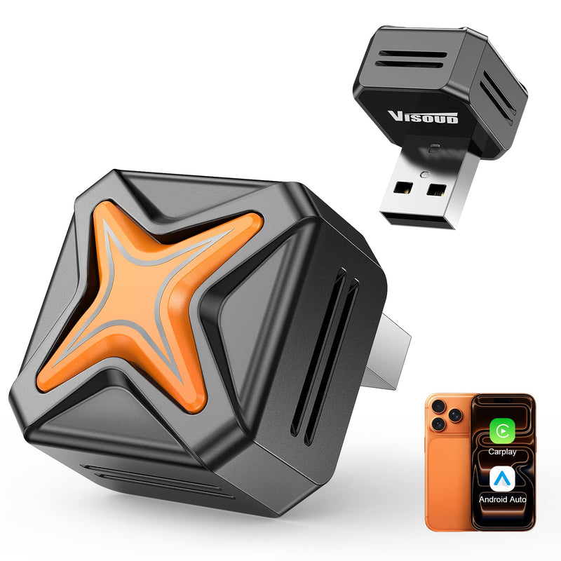 2026 Upgraded Mini Android Auto & Apple CarPlay Wireless Adapter for iPhone, Latest A7 Chip One-Click Switch, 3s Connect, Convert Wired to Wireless, Bluetooth 6.0, 5.8GHz WiFi, (iOS 12+, Android 11+) Black