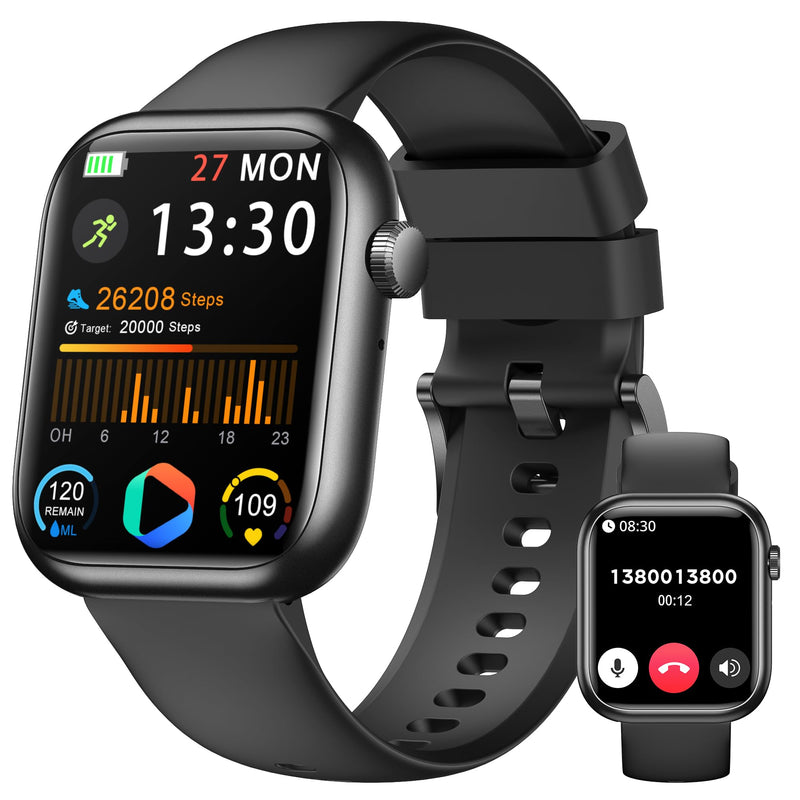 Smart Watch for Men Women(Answer/Make Call), 1.83" Fitness Watch with Heart Rate/Blood Pressure/Blood Oxygen, Pedometer, Sleep Tracker,120+ Sport Modes, IP68 Waterproof Fitness Tracker for Android iOS Black