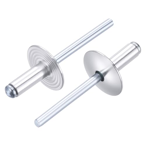 3/16" x5/8" Aluminum Large Flange Open End Blind Rivet 100Pcs Silver 3/16" x 5/8" 100