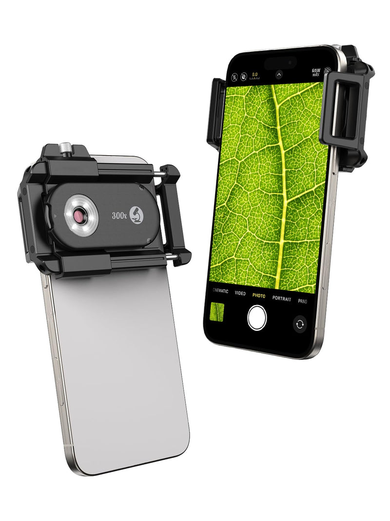 MIAO LAB 300X Phone Microscope Lens, Phone Camera Micro Lens with Universal Clip/LED Light/CPL, Mini Pocket Microscope Attachment for iPhone 17/16/15/14/13 Series and Most Smartphone MS300(300X) MS300 (300X)