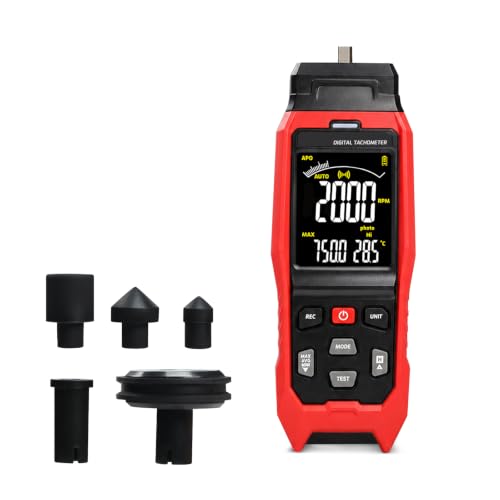 Digital Handheld Tachometer RPM Meter, 2-in-1 Contact and Non Contact Laser Photo Tachometer with Data Logging, RPM Measuring with USB PC Connection & Data Export