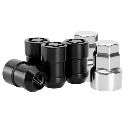 Wheel Locks Lug Nuts M14 x 1.5 Fit for Acura MDX Cadillac Escalade Ford Explorer Chevrolet Silverado Toyota Tundra Dodge RAM and More, 13/16" Hex Black Cone Seat Wheel Locks(Total Length 37mm)
