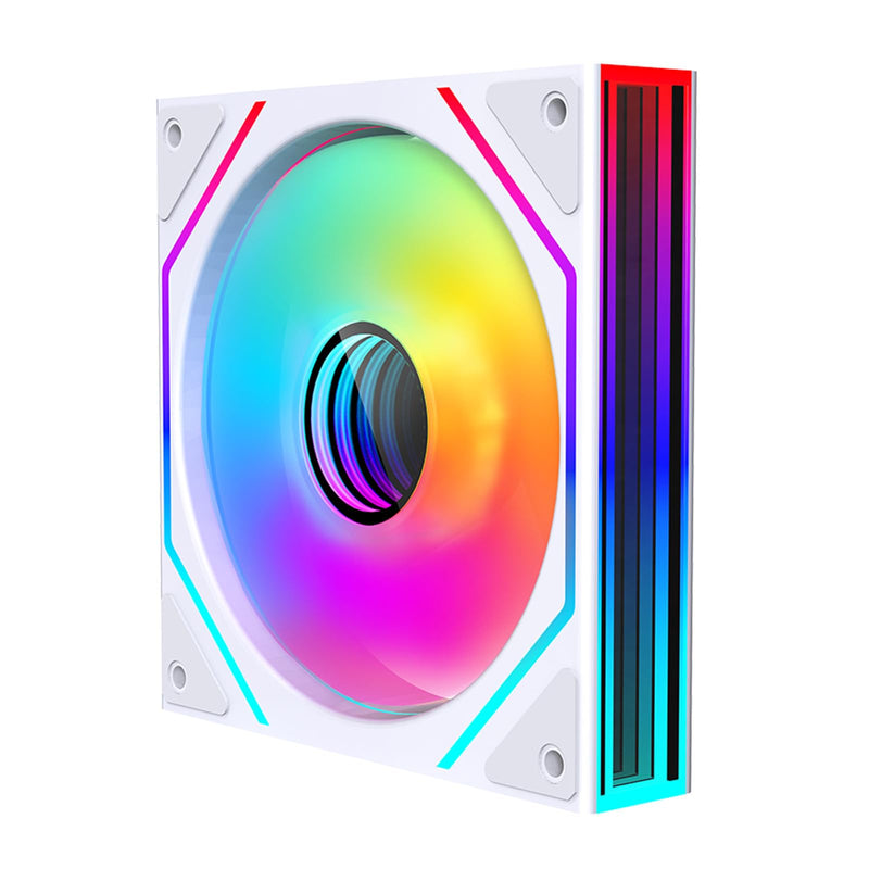 Prism4 Ultra 120mm ARGB PC Case Fans(White Forward_1 Pack) | Infinity Mirror| Daisy-Chain| 4 PIN PWM 1850RPM| ARGB Syn| Low noise| High Airflow & Pressure (58.36 CFM + 2.07 mm H2O) White