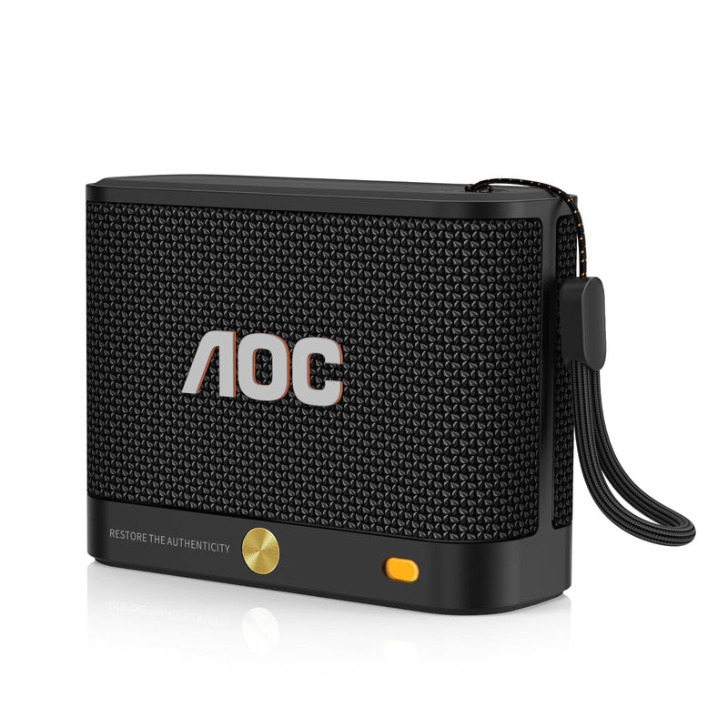 AOC Portable Bluetooth Speaker, Shower Speaker, BT 5.4 with Wireless Stereo Pairing, BassUp, IP65 Waterproof, Dustproof, 30-Hour Playtime, Compact Small for Home, Outdoors, Black