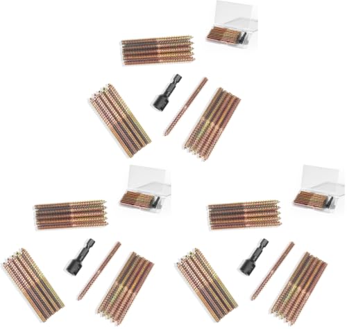 16PCS 1/4"-20 x 3 Hanger Bolts Kit & 1PCS 1/4"-20 Hanger Bolt Driver with 1/4 Hex Shank,Double-Headed Screws,Self-Tapping Screw,Wood Dowel Screw,Suitable for Assembling Furniture (Pack of 3) 1/4-20"x3"-16PCS (Pack of 3)