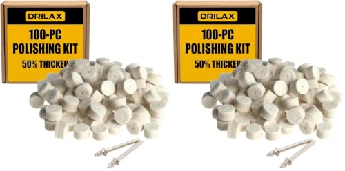  [AUSTRALIA] - Drilax 100 Pc 1/2 Inch Polishing Buffing Wheel Kit, Thick Felt Pads with Mandrels, Rotary Tool Accessories Compatible with Dremel for Jewelry Metal Cleaning Deburring Finishing (Pack of 2) 1/2 Inch (200 Pack)