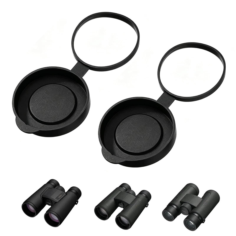 Binocular Lens Caps Set Compatible with Nikon 8x42 10x42, 42mm Rubber Lens Covers for 51–52mm Inner Diameter, Protective Objective & Eyepiece Cover, Black