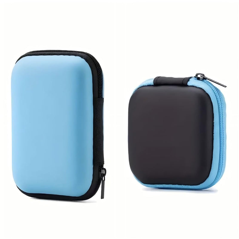 2pcs Zippered Pouches with Organizer Trays-Lightweight,Portable Case for Earphones,Chargers,Data Cables,Keys,Coins &Jewelry -Durable EVA,Accessory Storage| Zippered Pouches Cable Organizer Blue 1 Small+1 big