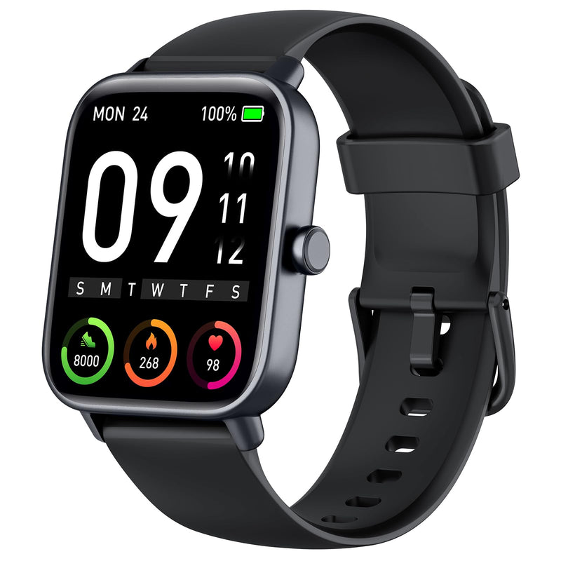 Smart Watch for Women Men, 1.85" Fitness Tracker for Android/iPhone, 2-Band | Bluetooth Call & Text Alert, Alexa Built-in, 24/7 Heart Rate/SpO2/Sleep/Cycles Monitor, 120+ Sports, IP68 Waterproof Black