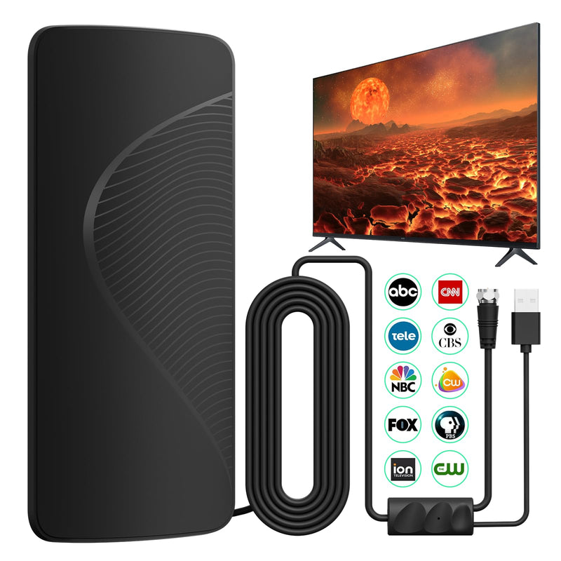 TV Antenna for Local Channels with Amplifier,2026 Indoor TV Anntena | 3000+ Miles Long-Range Reception Supports 4K 1080p Smart TV/Older TVs, 33ft Coaxial Cable TX-3023