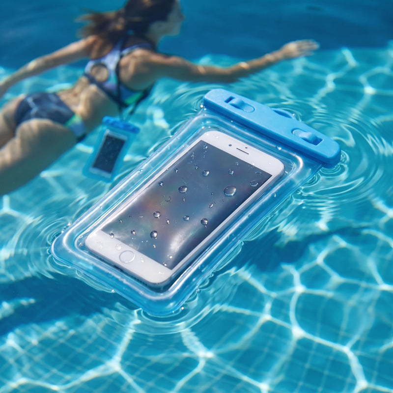 IPX8 Floating Waterproof Phone Pouch with Airbag Touchscreen Dry Bag-Blue Blue