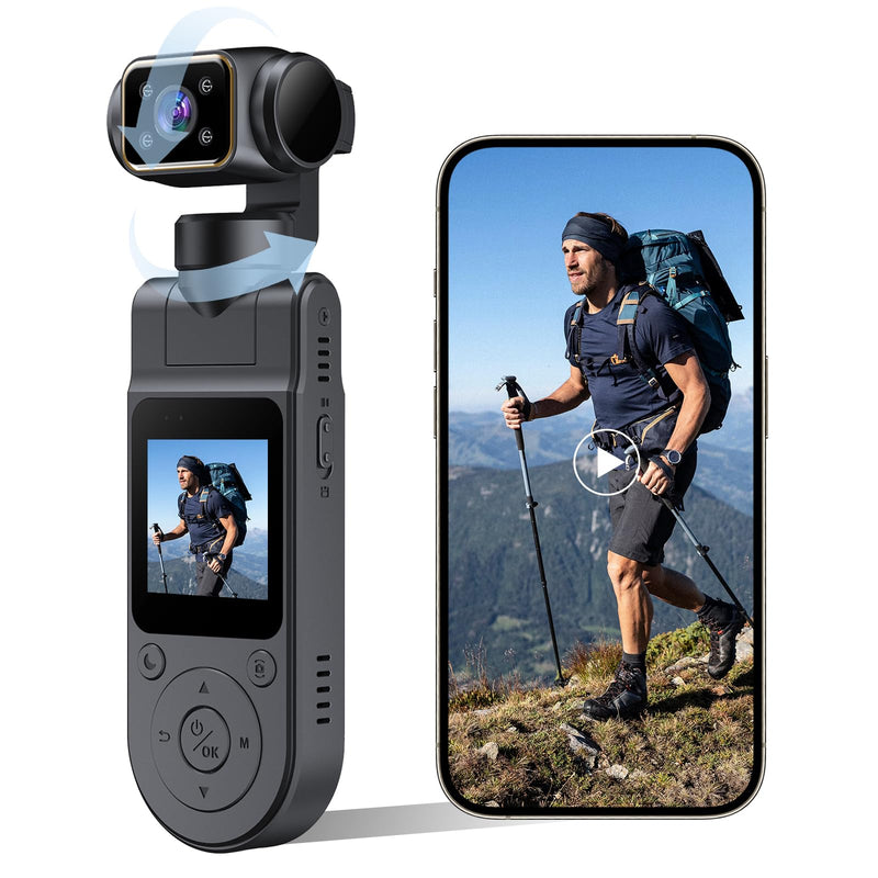 Body Camera with Audio & Video Recording Handheld Vlogging Camera | 1080P FHD | 270° Rotationg Lens | Night Vision | Connects to Phone | 1.54in Screen | Magnetic Clip | Camera for Vlogging