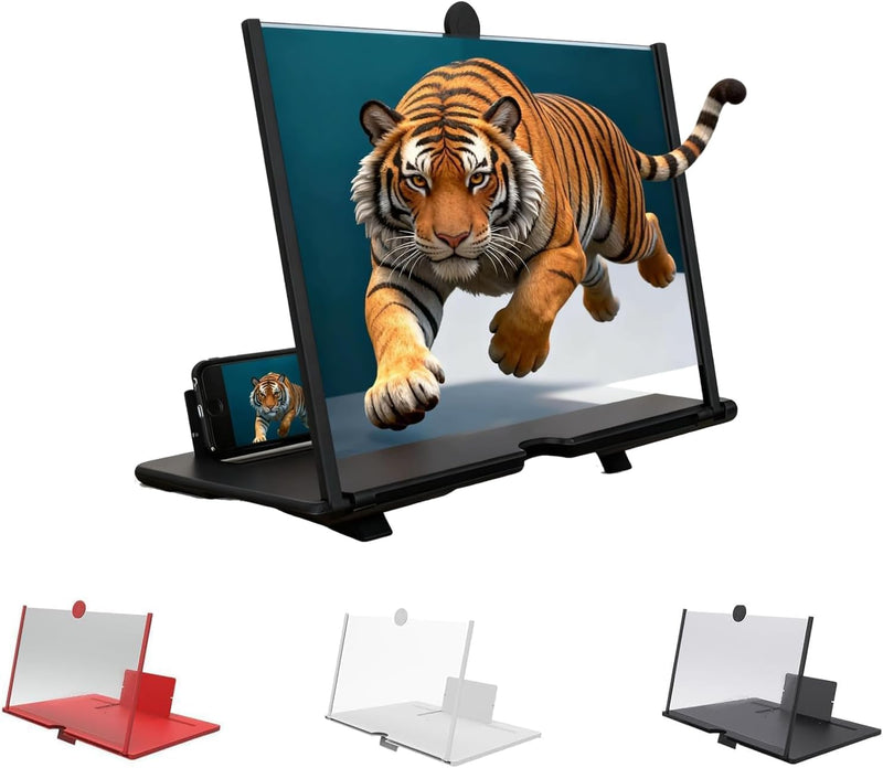 Screen Magnifier Version, 2026 New 3D HD Screen Magnifier for Cell Phone with Foldable Stand, Display Magnifier for Videos, Movies,(Black, 10'') Black 10''