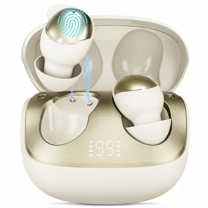 T33 Sleep Earbuds, Bluetooth 6.0 Noise Cancelling Sleep Headphones for Side Sleepers, ANC Up to 98%, Sleep Mode, 48H Playtime, Small Earbuds Comfort Fit for Sleeping, Travel, Work, Gold