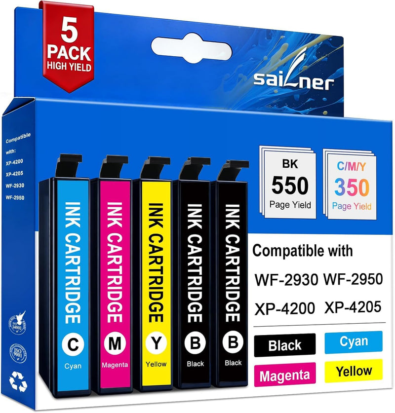 SAILNER Remanufactured Ink Cartridge Replaced for Epson 232 Ink Cartridge | Latest Chip High Yield Ink Work for XP-4200 Printer Ink cartridges XP-4205 WF-2950 WF-2930 Fits Home Homework School Office