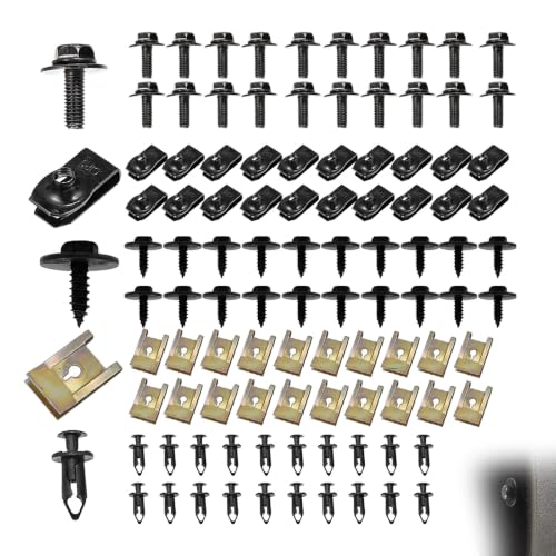 100PCS Car Body Screws and Bolts, Bumper Fender Clips U-Nuts Kit