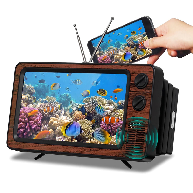 BlackSquid Phone Screen Magnifier Retro TV - Cell Phone Holder | Vintage Old TV Prop Foldable 12 Inch 3D HD Screen Amplifier for Movies - Magnifying Screen Fit for iPhone All Smartphones 1 Pack