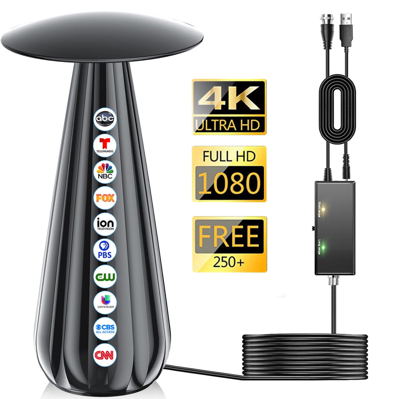 5000+ Miles Range TV Antenna Indoor, 2026 Digital Antenna for Smart TV, HDTV Antenna for Local Channels with Signal Amplifier, Supports 4k 8k 1080p All TVs -38ft Coax Cable Black