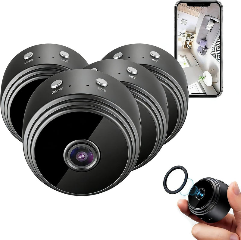 4Packs WiFi Hidden Camera 1080P Night Vision Home Security Cam for Pet Baby | Portable Wireless Indoor Cam, Motion Detection, Remote Live Viewing, Easy Setup for Home Pet Baby Surveillance BN-Black