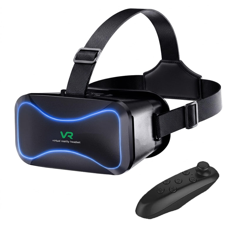 VR Headset for Phone with Controller, Virtual Reality Goggles for Kids & Adult 3D Family 110° FOV Anti-Blue Light HD Lenses, Compatible with iPhone17/16/15/14/13/12/11, Samsung, Android (Black) Black