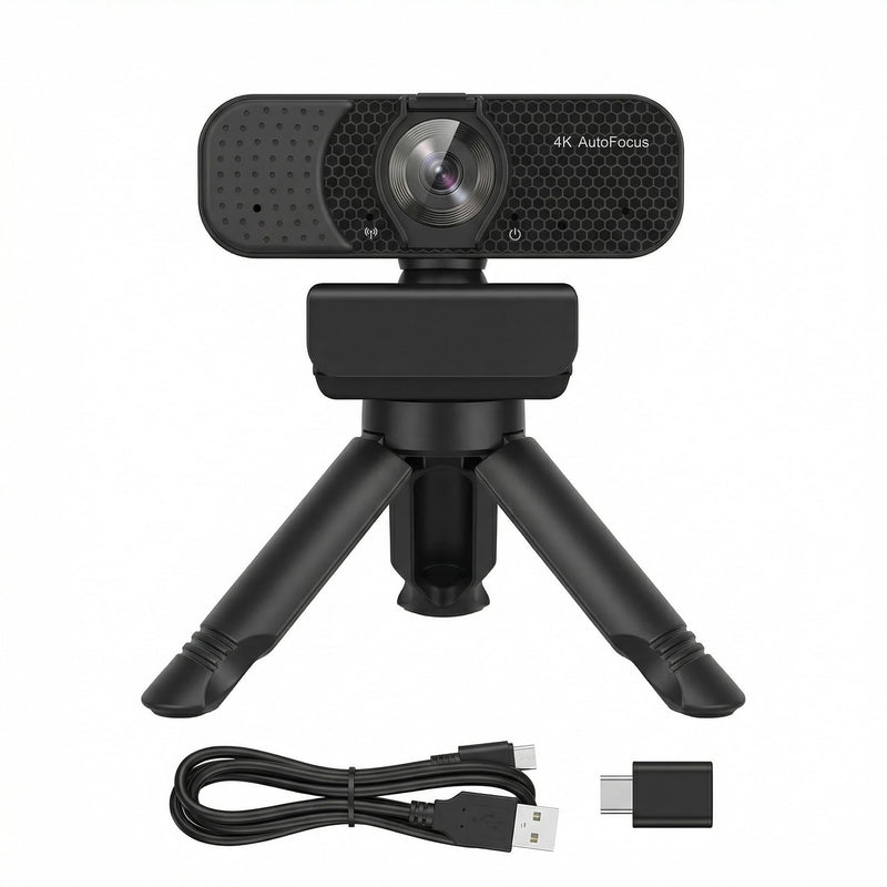 Gohero 4K Webcam with Dual PDAF Autofocus & Auto Light Correction | 2 Noise Reduction Mics, 83° FOV, Privacy Cover, USB-A, Pro Series Black002