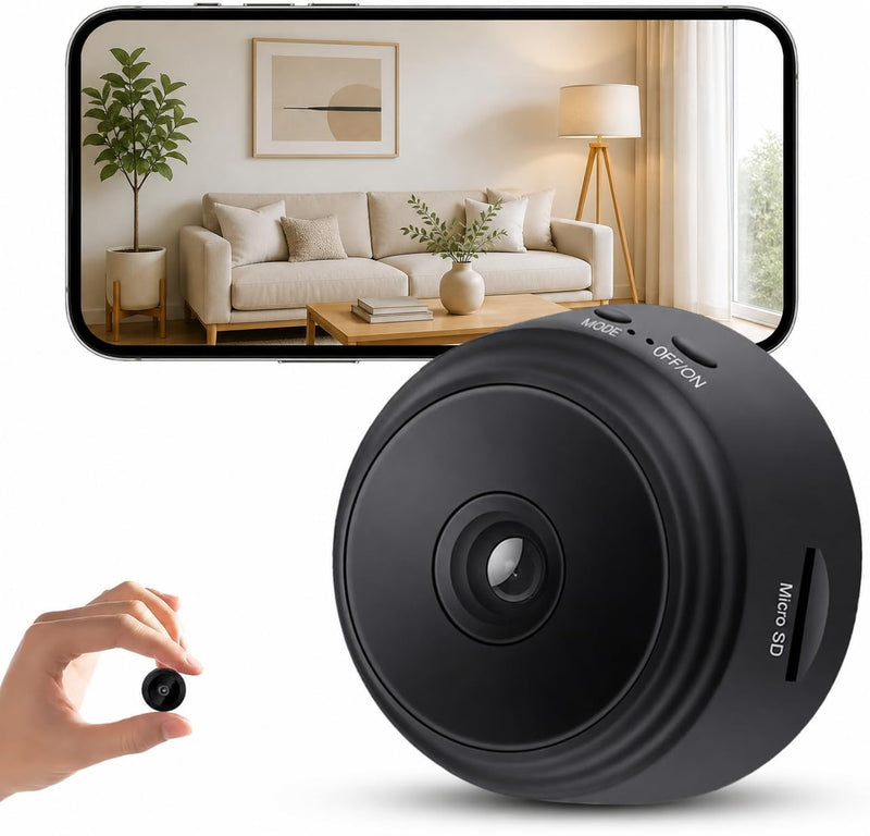 Hidden Camera，Spy Camera,1080p HD Mini WiFi Cam with Night Vision | PIR Motion Detection - Nanny Cam for Baby/Pet/Home/Office Black