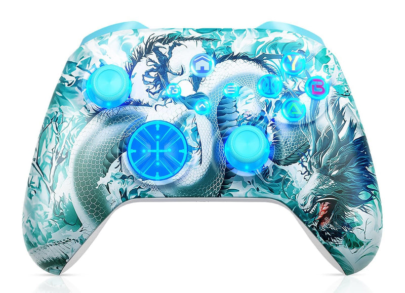 Gamrombo Wireless Gaming Controller Replacement for Xbox One, Xbox Series X|S, Xbox One S|X Controller with Hall Triggers, Hall Joysticks, Adjust RGB Light, Marco, Turbo, Audio Jack Jade Dragon