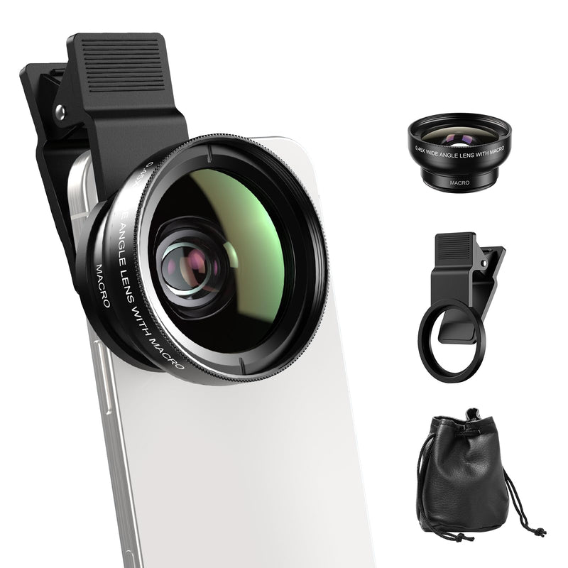 APEXEL 0.45x Wide Angle & 12.5X Macro Lens, Clip-On Phone Camera Kit | for iPhone & Android – Perfect for Selfies, Travel, and Close-Ups