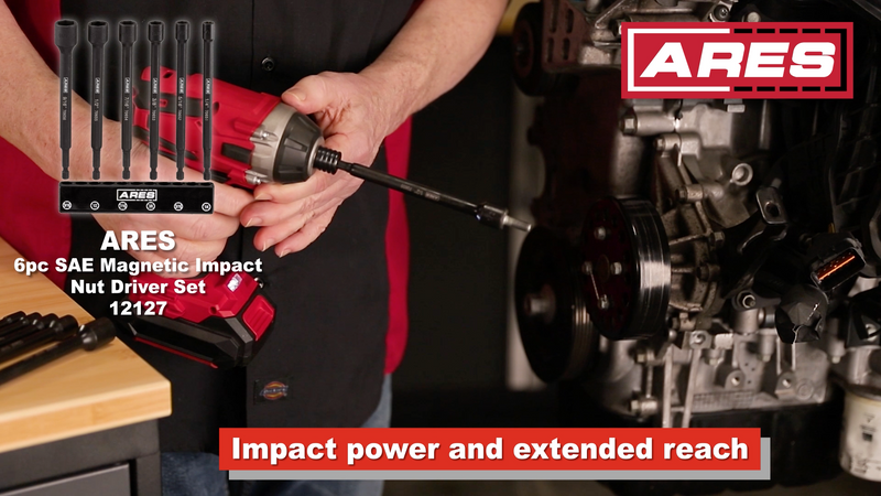 ARES 70650 6-Piece SAE Magnetic Impact Nut Driver Bit Set 6pc SAE Magnetic Impact Nut Driver Set