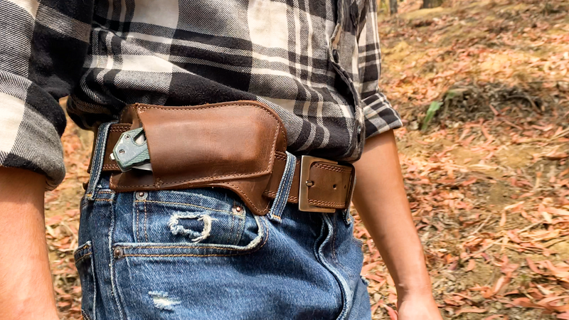 Hide & Drink, Horizontal Holster Compatible with Swiss Champ Victorinox Army Knife, Tool Case for Belt, Full Grain Leather, Handmade, Bourbon Brown