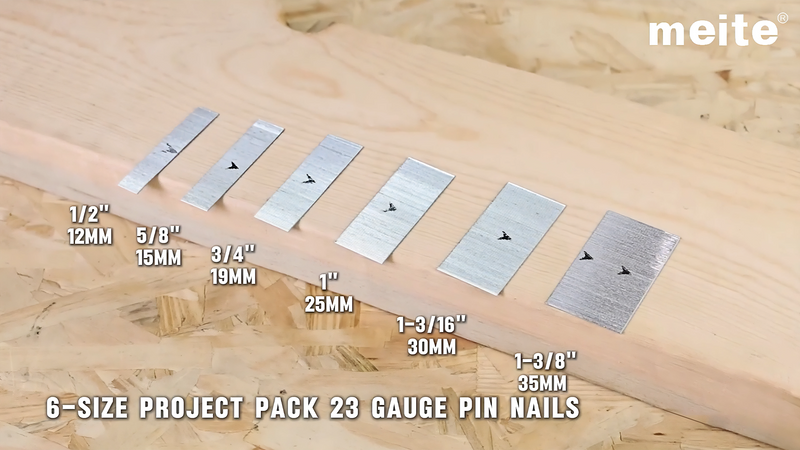 meite 23 Gauge Pin Nails, Assorted 6 Sizes (1/2", 5/8", 3/4", 1", 1-3/16", 1-3/8") Micro Headless Piner Nails - Galvanized 23GA Pins Nails for Nail Gun, Ideal for Trim Work (6,000 Counts) 6 Sizes (1/2",5/8“,3/4”,1",1-3/16",1-3/8")