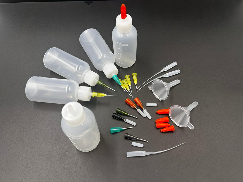 50ml Translucent Needle Tip Glue Squeeze Bottles, Precision Tip Applicator Bottle with 14G 16G 18G 20G Blunt Metal Needle Tips for Oil, Crafts, Repairs & Precision Applications