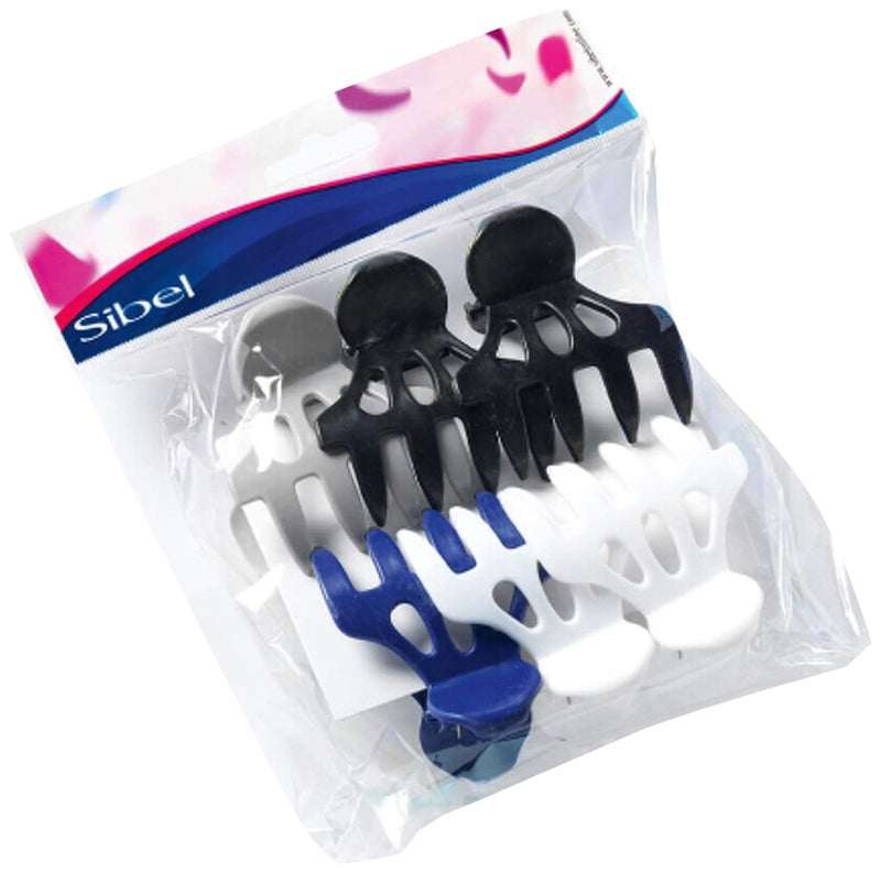  [AUSTRALIA] - Sibel roller clips pack black/white/blue/grey, 1 pack of 6 pieces