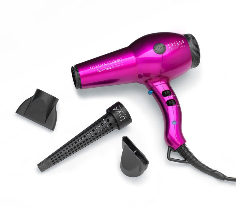The Diva Professional Styling Ultima 5000 Hairdryer, Pink Single